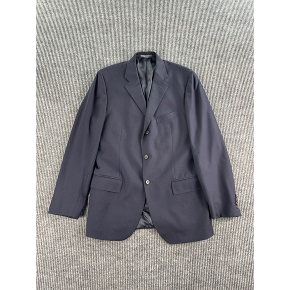 Polo Ralph Lauren Suit Jacket 42 L Blue Wool Solide Luxury Italy Blue Label